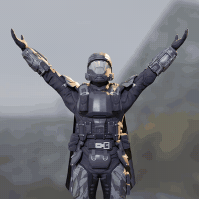 A Soldier With His Arms Outstretched Has The Letter B On The Belt GIF