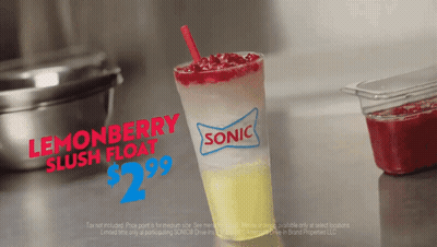 A Sonic Lemonberry Slush Float Is Being Advertised For $ 2.99 GIF