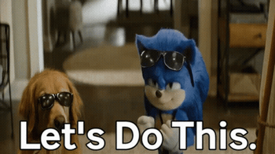 A Sonic The Hedgehog And A Dog Wearing Sunglasses With The Words Let 'S Do This GIF