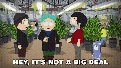 A South Park Cartoon Says " Hey It 'S Not A Big Deal " In A Greenhouse GIF