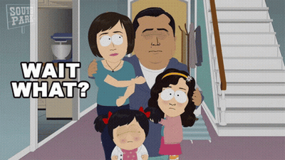 A South Park Cartoon Shows A Family Standing In A Hallway GIF