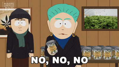A South Park Cartoon Shows A Woman Holding A Jar Of Marijuana GIF