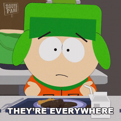 A South Park Character Says They 'Re Everywhere While Eating GIF
