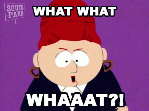 A South Park Character Says What What Whaaat On A Purple Background GIF