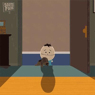 A South Park Sign Hangs On A Wall Above A Doorway GIF