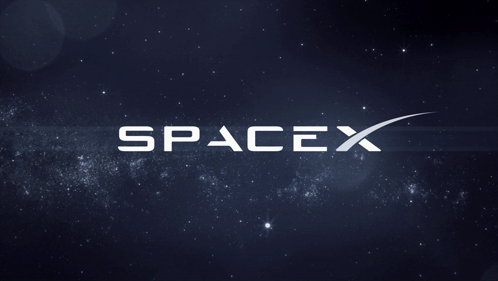 A Spacex Logo Is Displayed On A Starry Background GIF