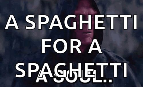A Spaghetti For A Spaghetti Poster With A Man In A Hoodie GIF