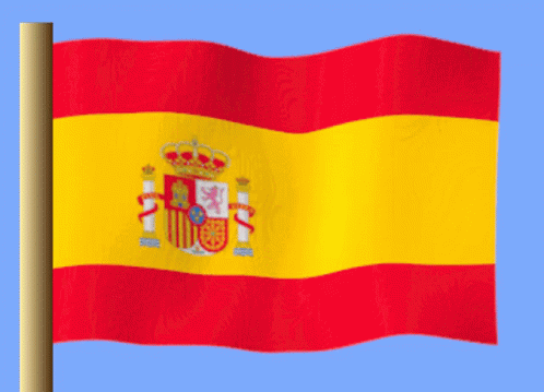 A Spanish Flag Is Waving In The Wind On A Pole GIF