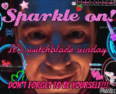 A Sparkle On It 'S Switchblade Sunday Poster With A Man 'S Face GIF