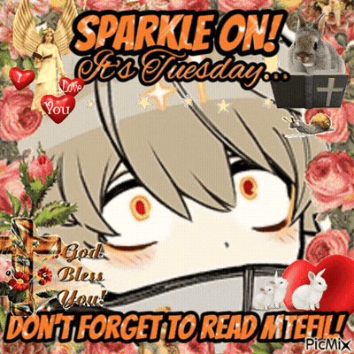 A Sparkle On It 'S Tuesday Greeting Card With A Rabbit And Flowers GIF