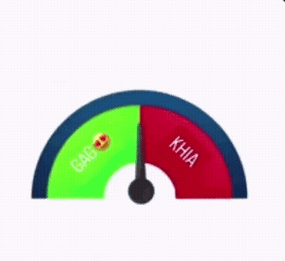 A Speedometer With The Words Gag And Khia On The Bottom GIF