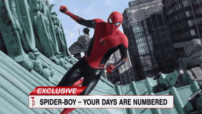 A Spider-Man Advertisement That Says ' Exclusive Spider-Boy Your Days Are Numbered ' On It GIF