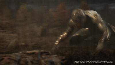 A Spider Man Now Way Home Advertisement Shows A Man In Armor GIF