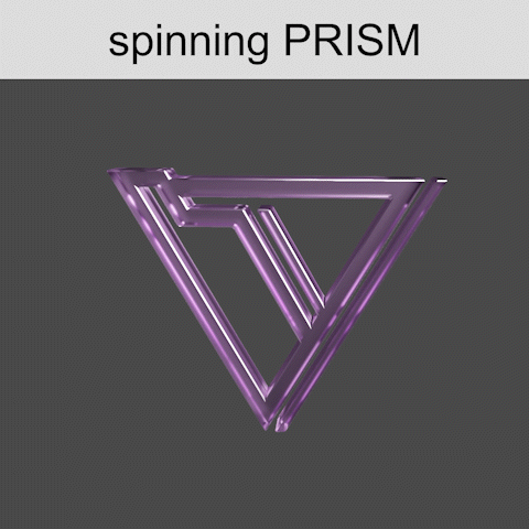 A Spinning Prism With A Purple Triangle On A Grey Background GIF