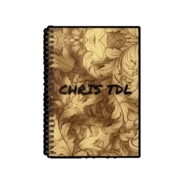 A Spiral Notebook With The Name Chris Tdl Written On It Sticker