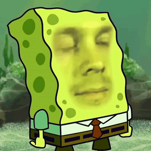 A Spongebob Squarepants Cartoon Character With A Man 'S Face On It GIF