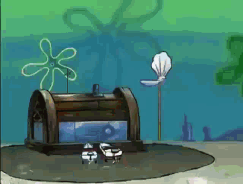 A Spongebob Squarepants Scene With A Treasure Chest GIF