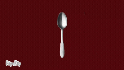 A Spoon On A Red Background With The Words " Coming Spoon " GIF