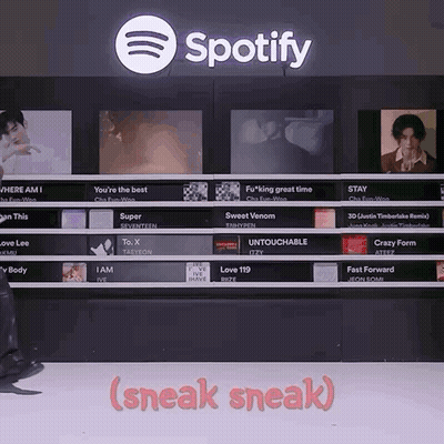 A Spotify App Is Displayed On A Shelf GIF