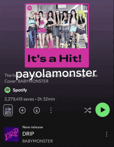 A Spotify Playlist Titled It 'S A Hit By Baby Monster GIF