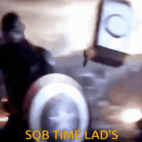 A Sqb Time Lad 'S Poster With A Captain America Logo GIF