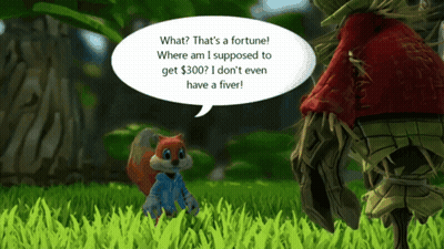 A Squirrel Talking To A Scarecrow With A Speech Bubble Saying What That 'S A Fortune GIF