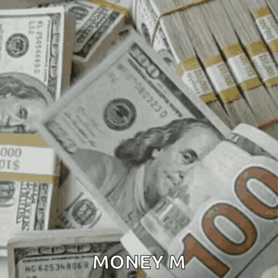 A Stack Of 100 Dollar Bills Is Sitting On Top Of A Pile Of Other Bills . GIF