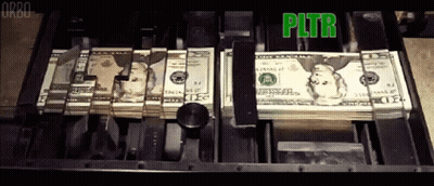 A Stack Of 20 Dollar Bills Is Being Counted By A Machine With The Words Pltr Above It GIF