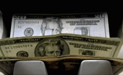 A Stack Of 20 Dollar Bills Sitting On Top Of Each Other GIF