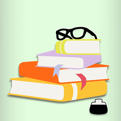 A Stack Of Books And A Pair Of Glasses GIF