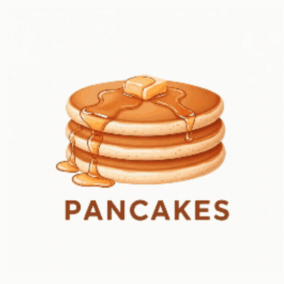 A Stack Of Pancakes With Syrup Being Poured On Them With The Word Pancakes Below It GIF