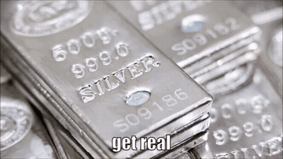A Stack Of Silver Bars With The Words Get Real On The Bottom Right GIF