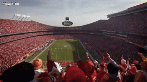 A Stadium Full Of People Watching A Football Game With The Hashtag Royals Jun GIF