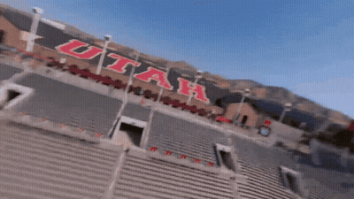 A Stadium With A Banner That Says Utah GIF