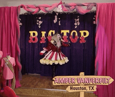 A Stage With A Sign That Says Amber Vanderbilt Houston Tx On It GIF