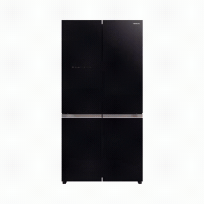 A Stainless Steel Refrigerator With The Doors Open And Filled With Food . GIF