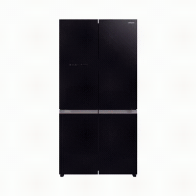 A Stainless Steel Refrigerator With The Doors Open And Lots Of Food Inside GIF