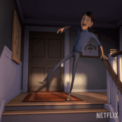 A Staircase With A Netflix Logo On The Bottom GIF