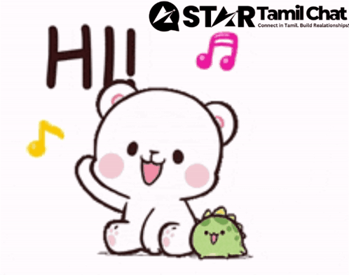 A Star Tamil Chat Logo With A Cartoon Bear And Dinosaur GIF