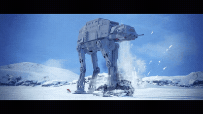 A Star Wars At At Walker In A Snowy Field GIF