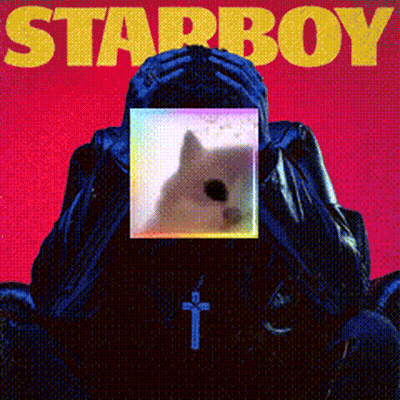 A Starboy Album Cover With A Person Covering Their Face GIF