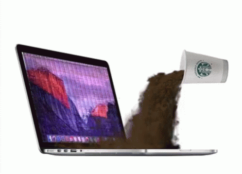 A Starbucks Cup Is Poured Into A Laptop GIF
