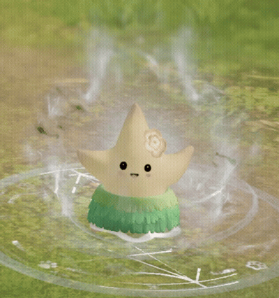 A Starfish With A Green Skirt And A Flower On Its Head Is Floating In The Water GIF