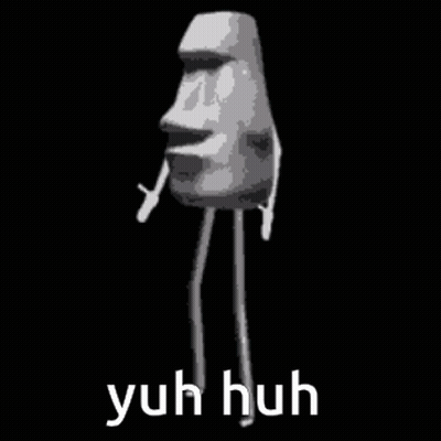 A Statue Of A Face With Arms And Legs Is Dancing In A Black Background . GIF