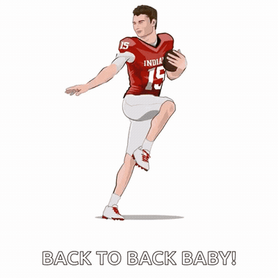 A Statue Of A Football Player With The Words Back To Back Baby Behind Him GIF