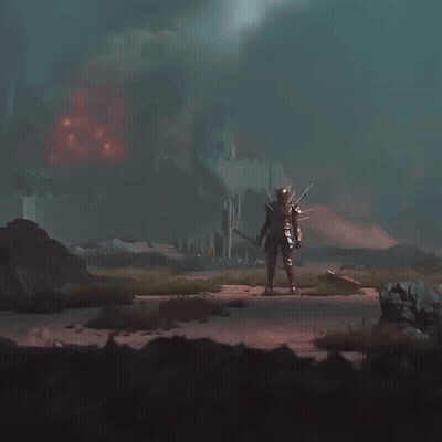 A Statue Of A Knight With Arrows Pointing At His Chest GIF