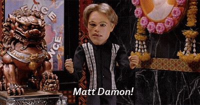 A Statue Of A Lion With The Words Matt Damon Written On It GIF