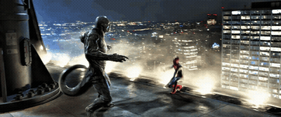 A Statue Of A Man And A Lizard On A Rooftop GIF