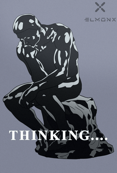 A Statue Of A Man Sitting On A Rock With The Word Thinking Written Below It GIF