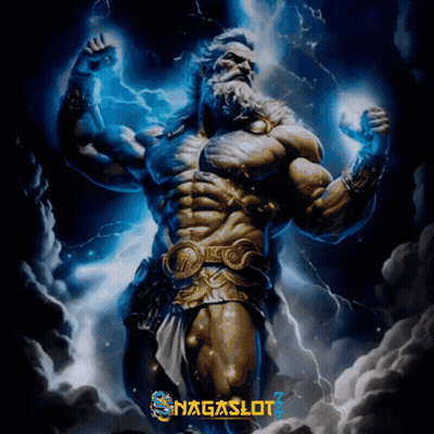 A Statue Of A Man With A Beard Is Surrounded By Clouds And Lightning GIF